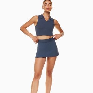 Aritzia TNA Outlast V-neck Polo Cropped Tank Top in Dark Navy